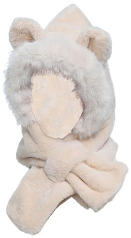 Wintermütze mit Kapuze, warmer Kapuzenschal - Tier-Ohr-Hals-Schal, Ski-Schnee-Mütze - Mit Plüsch gefütterter Kapuzenschal und Halswärmer mit Ohrenklappen für unterwegs