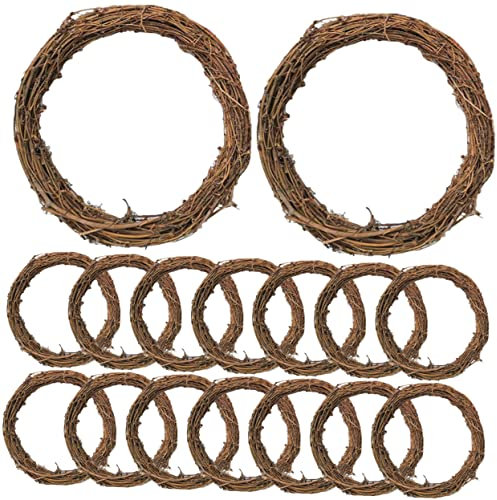 ANDRESLAD 16stücke Rattan Kranz-Ringe Für Weihnachtsdekoration Handgefertigte Stabile Wreath Circles Für Tür Und Garten Für Festliche Bastelprojekte