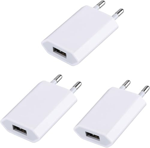 Cargador USB universal, 5 W, 5 V, 1 A, [Pack de 3], compatible con iPhone 14/13/12/11/8/7/6/SE 2020, iPad, Xiaomi, Huawei