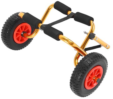 Pyhodi Dolly de Remorque, Chariot de Transporteur de canoë avec des Pneus Solides 10 Pouces Ajustement Universel en Aluminium Pliable Réglable pour Le Transport de Petits Bateaux en