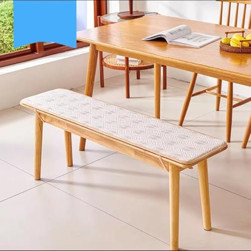 Rutschfestes Sitzkissen für die Esszimmerbank, mit strapazierfähiger Schnürung und waschbarem Polster, Beige, 30 x 80 cm