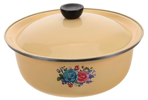 DINHEAROM Stainless Steel Mixing Bowl Large Retro Basin for Cooking and Food Storage Easy to Clean Surface for Cake Mixing Salad Prep and Soup Serving