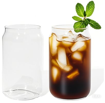 Lunpog Eiskaffee Gläser, 2 Stück Cocktailgläser 500ml, Saftglas, Bier Glas, Wassergläser, Iced Coffee Glas, Glasbecher für Cocktailgläser Longdrinkgläser Wasser Tee