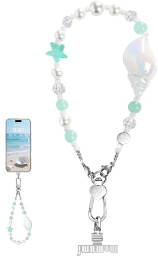 memumi Cordino per Telefono con Perle Artificiali - Stile Marino Elegante, Collana Portatile per Cellulare, Accessorio Fashion per Donne