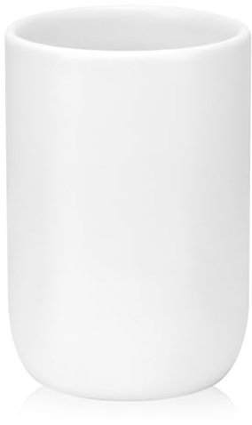 UHEY HOME Bathroom Tumbler Cup Ceramic 12.6oz Reusable Toothbrush Cup 375ml,Toothbrush Holder Adequate for Your Bathroom (White)