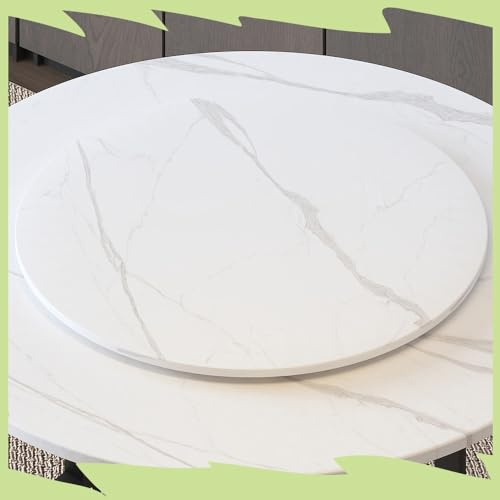 Plateau tournant Lazy Susan de 80 cm - Grain marbre blanc - Grand plateau rotatif de 100 cm - Plateau de service rond de 60 cm - Parfait pour partager des aliments et divertissement