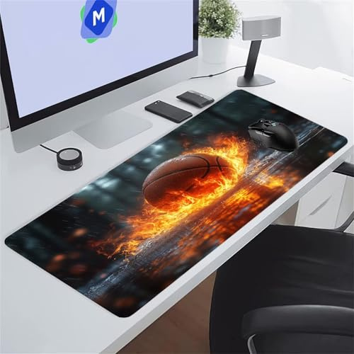 Basketball Gaming Mauspad Großes Mousepad 3mm Schreibtischunterlage mit Anti-Rutsch Basis XXL Mouse Pad Verbessert Präzision und Geschwindigkeit für PC, Büro, Zuhause