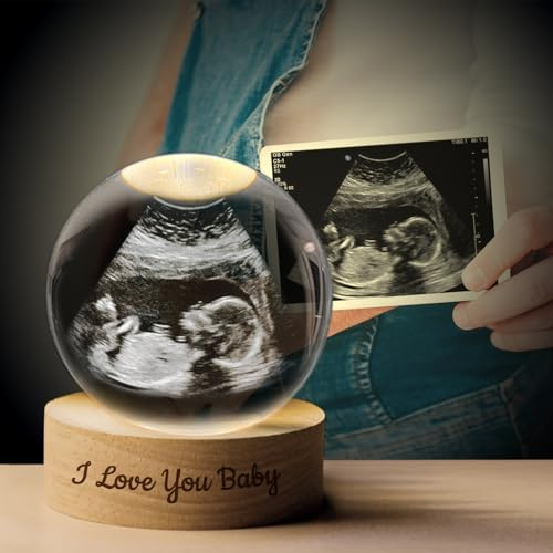 Angry Egg Boy Bola de Cristal Personalizada con Base de Luz LED, Bola de Decoración con Grabado de Foto por Ultrasonido, Marco de Texto y Fotos Personalizable, Regalos Sorpresa para Futuros Padres