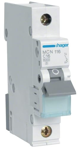 Hager MCN116 Leitungsschutzschalter 16A 1P 1-polig 6kA C-Charakteristik 1 PLE TE LS-Schalter MCB (MCN 116)