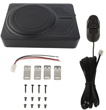 Asixxsix Car Subwoofer, 10 Inch 600W Under Powered Car Audio Subwoofer Amplifier PWM Super Slim Underseat Amp Combo with Volume Extension Cable for Truck