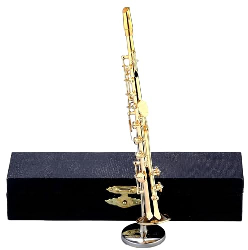 Teksome Modello Sassofono - Sassofono Dorato Miniaturizzato,Strumento Musicale in con Supporto e per Esposizione Decorazione Casa Case Bambole Adulti Bambini