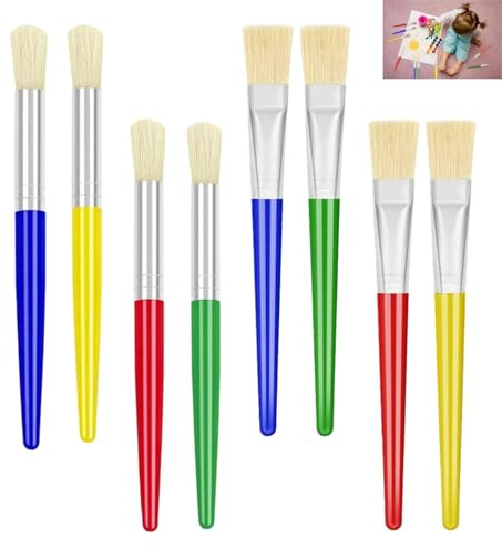 8 Stück Malpinsel für Kinder,Große Pinsel Runde und Flache Pinselset,Pinsel Kinder Acrylfarbe Leicht zu Reinigen, Perfekt für Malanfänger & Vorschule