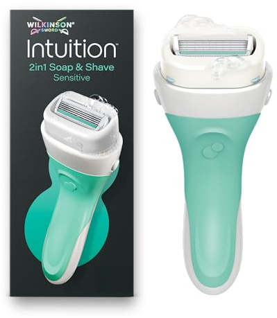 Wilkinson Sword Intuition 2in1 Soap & Shave Sensitive pour femme, manche de rasoir avec 1 recharge de lames