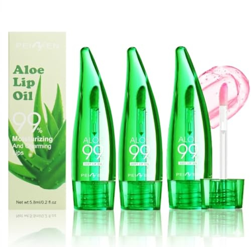 3 Stück Aloe Vera Lip Oil - Magischer Farbwechsel Lipgloss - Lang Anhaltender Feuchtigkeitsspendendes Aloe Vera Lippenöl - Durchsichtig Glänzen und Befeuchten Lipgloss Mit Volumeneffekt(15ml*3)
