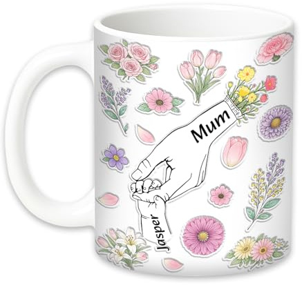 Tazas Personalizadas con Foto y Texto, Tazas de Cerámica 325ml, Regalos Personalizados para Mujer – Regalo Original Día de la Madre (Mano)