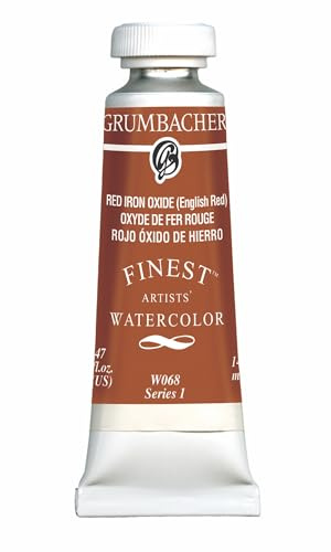 Grumbacher Finest Watercolor Paint, 14 ml/0.47 oz, Red Iron Oxide (English Red)