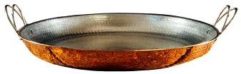 Sertodo 18 Inch Hand-Hammered Copper Paella Pan | Heavy-Gauge Pure Copper Frying Pan & Skillet | Artisan Cookware for Cooking & Serving – Alicante Style