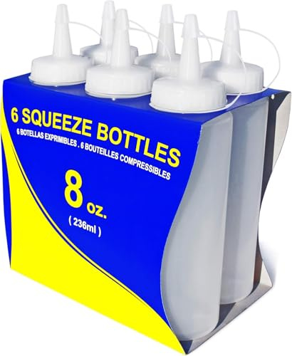 New Star Foodservice 8 oz Clear Squeeze Bottle, Regular Mouth, Pack of 6
