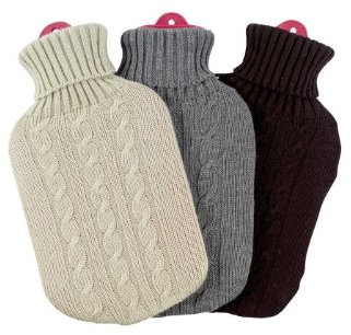 my choice Wärm-Flasche Strickbezug Zopf farbig sortiert