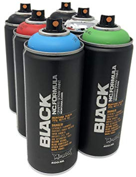 Montana Basics 6x400ml mattes Farbspray mit schwarz und Silberchrom