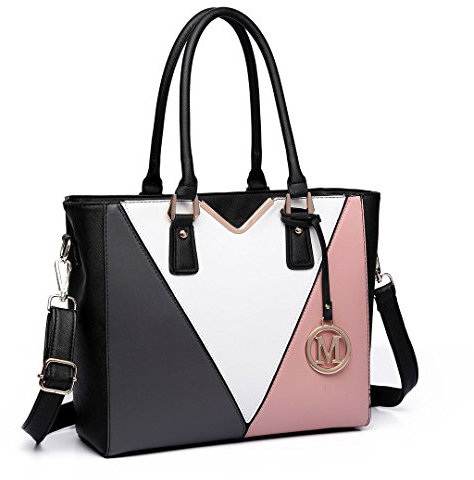 Miss Lulu Sac à Main Femme en Cuir PU, Cabas Bandoulière Multicolore,Idéal pour l'École, le Travail et l'Usage Quotidien