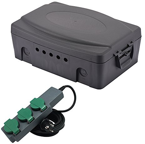 Electraline 300175 utomhus vattentät IP54 skyddslåda, med grenuttag 3-fack, svart
