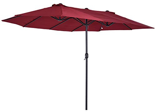 Outsunny 4.6m Garden Parasol Double-Sided Sun Umbrella Wine Red - No Base