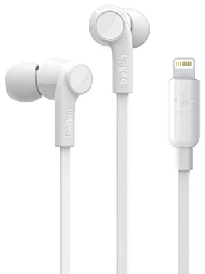 Belkin SoundForm iPhone Headphones with Lightning Connector (Lightning Earphones for iPhone 13, 13 Pro, 13 Pro Max, 13 mini, 12, 12 Pro, 12 Pro Max, 12 mini, 11, XS, X, SE, 8 Plus, 8, 7), White