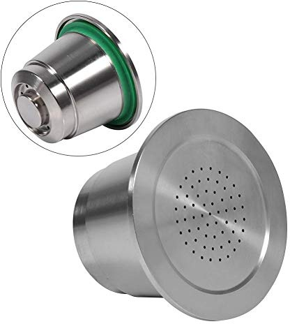 Reusable Washable Capsules, of Food Grade Stainless Steel, Compatible For Machine, Environmental-Friendly, with Plastic Spoon