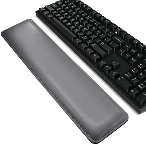 caihuashopping Maus Handballenauflage Tastatur Handgelenkauflage Grau-Handgelenk-Rest-Mausunterlage Gedächtnis-Schaum-bequemer Mousepad for Office Gaming PU-Leder-Grau Handgelenkauflage
