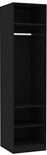 Susany Kleiderschrank Flurschrank Schrank Mit 3 kleine Fächer und 1 großes Fach mit Hängestange,Holzschrank Schlafzimmerschrank 50 x 50 x 200 cm aus Spanplatte, Schwarz