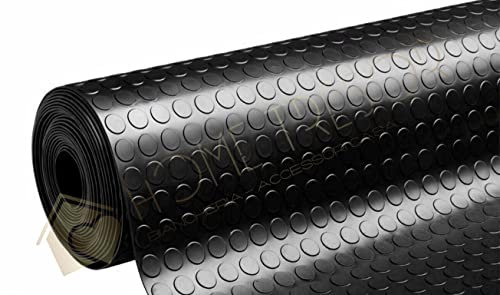 Home Tresor - Tappeto Bullonato PVC Rivestimento Pavimento Nero Copripavimento Gomma Bollato Antiscivolo Flessibile Altezza 100 Cm. Misura (1x10 MT)