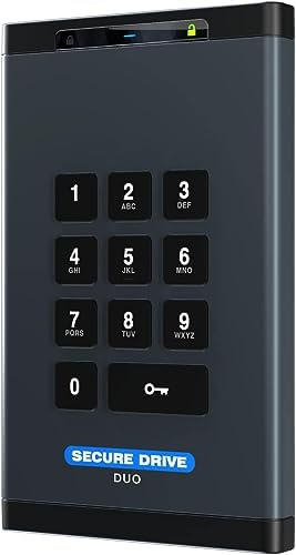 SecureData SecureDrive DUO 500 GB Encrypted External Hard Drive SSD FIPS 140-2 Level 3 Unlock via Keypad or Mobile TAA Compliant, CJIS, HIPAA, CMMC, GDPR Compliant | External Hard Drive Port : USB 3.0