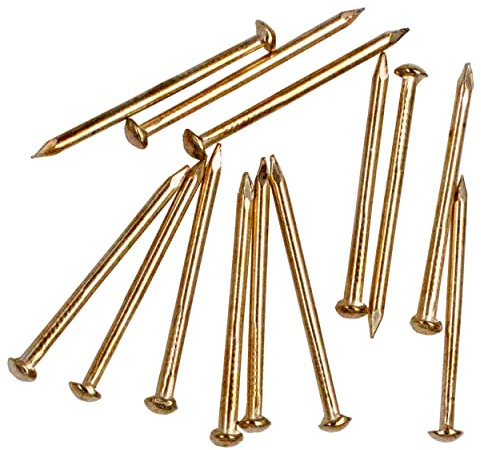 OMOTOOL Perni a testa tonda (300 pezzi), chiodi ottonati in ferro ottonato (25 mm)
