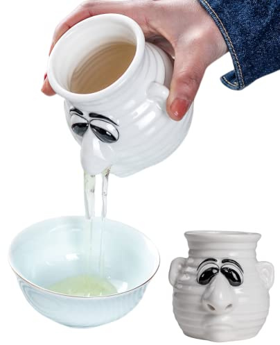 EJOTSTSD Funny Egg Separator Kitchen Gadget, Cartoon Ceramic Egg White and Yolk Separator Mug, Dishwasher Safe, Creative Gag Gift Fun White Elephent Gift