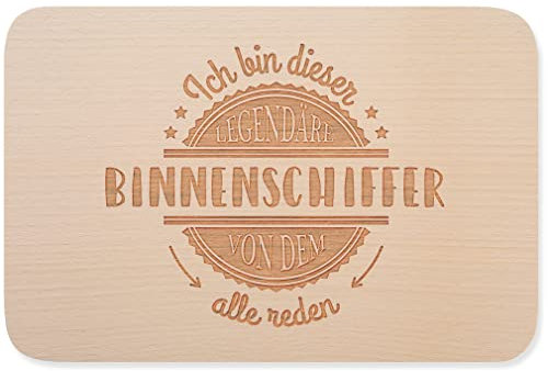 JUNIWORDS Frühstücksbrettchen, Ich bin dieser legendäre Binnenschiffer, von dem alle reden, Holzbrett Frühstücksbrett Holzbrettchen (5041802)