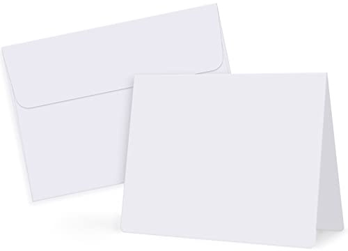 Eupako White-Blank-Cards-and-Envelopes-100-Pack-4.125x5.5 Heavyweight-Folded-Cardstock-and-A2-Envelopes-Self-Seal for DIY Greeting Cards, Invitations, Wedding, Baby Shower, Birthday