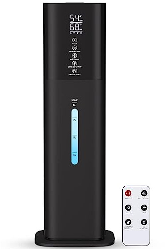 Humidifiers Large Room Bedroom with 7 Colors Light, 2.1Gal(8L) 3 Speed Quiet Ultrasonic Cool Mist Humidifier with 360° Nozzle, Humidity Setting, Timer,Aroma Box for Home Plant Baby Yoga Sleep (Black)