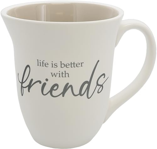 Pavilion Gift Company - Friends 16-ounce Stoneware Coffee Mug, Inspirational Mug, Novelty Coffee Mugs, Coffee Tea Cup for Girlfriend, Friend, Coworker, Birthday Gift Ideas, 1 Count, Cream
