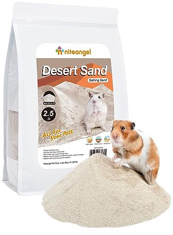 Niteangel Hamster Wüstenbad Sand | Staubfreier Badesand oder Streusand für Hamster, Chinchillas, Gerbils, Mäuse, Degus oder andere kleine Haustiere (1kg, Wüstensand & Zeolith-Partikel)