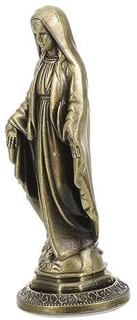 HOMSFOU Miniatura Vergine Maria Cattolica Scultura Maria Figura Vergine Maria Ornamento Statua religiosa cattolica Statua di Santo Cattolica Metallo Lega di zinco