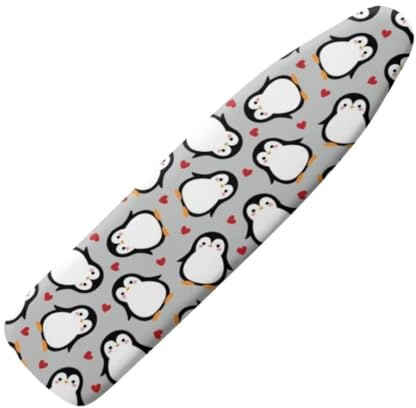 Jeiento Bügelbrettbezug mit niedlichem Pinguin, rotes Herz, Polyester, einfache Installation, schmutzabweisend und kratzresistent, 38,1 x 137,2 cm
