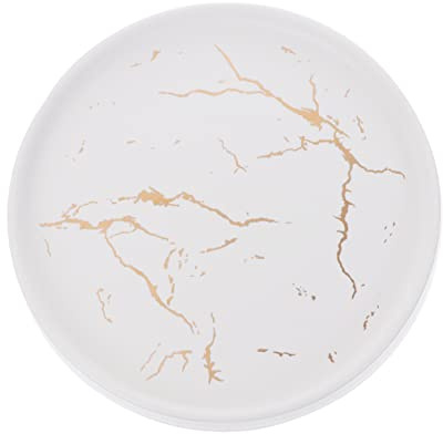 Plateau Rond Élégant En Céramique À Motif De Marbre Pour Bijoux Et Bibelots