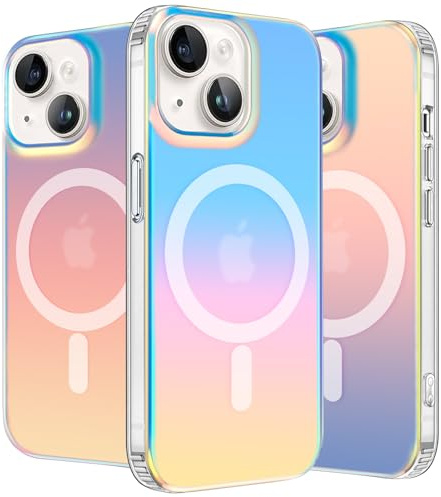 nicekool Hülle für iPhone 14/13 Kompatibel mit MagSafe, magnetische HandyHülle Case für iPhone 14/13 Schutzhülle Kratzfeste Rückseite Durchscheinende Matt, Schillernd Fluoreszierend