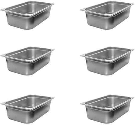 AcMax 6 Stück GN 1/1 Gastronormbehälter GN-Behälter Gastronorm Edelstahl 21 Liter Tiefe 150mm