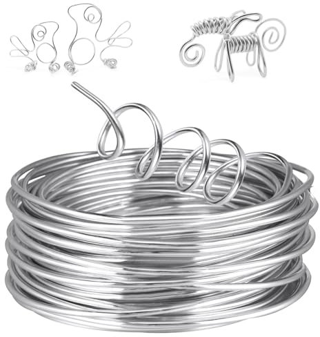 AUAUY 9 Gauge Aluminum Craft Wire - 3mm 50 Feet Bendable Wire for Crafts, Jewelry Making, Wreath Making, Sculpting, Modelling