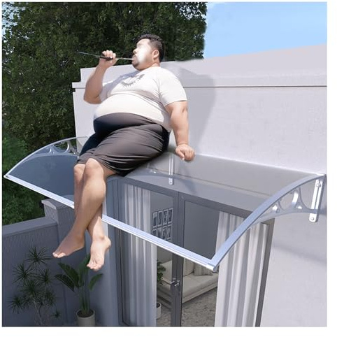 Aluminium Pultbogenvordach für Haustür - Transparentes Polycarbonat mit UV-Schutz, 100x120cm (60-150cm Breite)