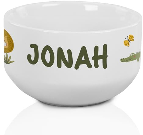 GRAZDesign Müslischale mit Name Dschungel Safari Tiere Kinder Schale personalisiert Keramik