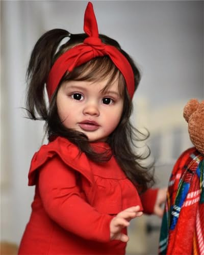 Anano Große Reborn Toddler 26 Zoll Realistische Babypuppe Reborn Baby Mädchen Stehendes Lebensechte Babypuppen Junge Lebensgroße Puppe Wie Echtes Baby Mit Roter Kleidung
