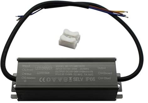FSBNMNXPQ Pilote LED en Aluminium IP66 70W, 2100mA AC 100-265V, transformateur d'éclairage électrique, Pilote de projecteur/Ballast de réverbère